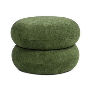 NicBex Nest 19.5" Low Round Upholstered Ottoman, White Fleeced Teddy for Living Room, Bedroom & Entryway - 1 of 4
