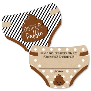 Big Dot of Happiness Party ’Til You’re Pooped - Diaper Shaped Raffle Ticket Inserts - Poop Emoji Baby Shower Activities - Diaper Raffle Game - 24 Ct - 1 of 4
