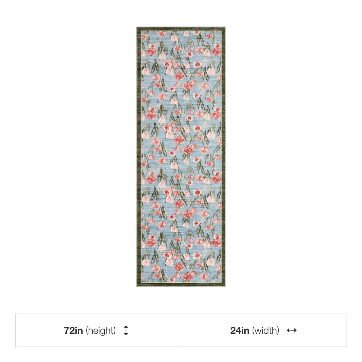 Garvee Tulip Area Rugs for Living Room, Non-Slip Low Pile Washable Carpet, Farmhouse Floral Accent Rug Home Decor - thumbnail 9