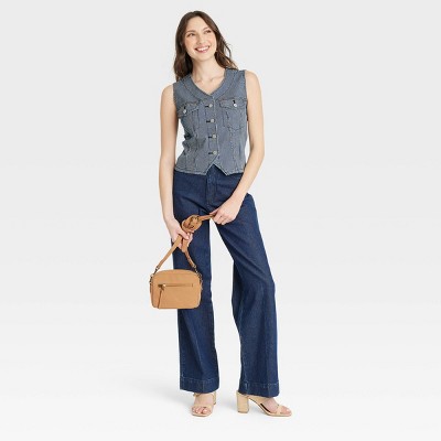 Женские жилеты Universal Thread Women's V Neck Denim Vest - Universal Thread™ Blue XS: Midweight Cotton, Spandex, Stripe Pattern — фото 3