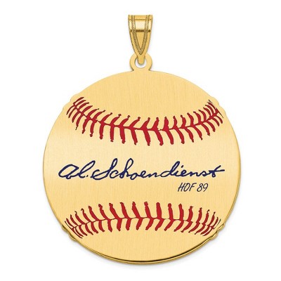 Black Bow Jewelry 14K Gold Plated Red Schoendienst Signature LG Enamel Baseball Pendant