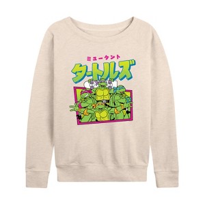 Women's - Teenage Mutant Ninja Turtles - Kanji Lightweight French Terry Wide Neck Long Sleeve Shirt - 1 of 4