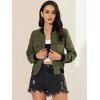 INSPIRE CHIC Women's Stand Collar Zip Up Flap Pocket Bomber Jacket - 3 of 4