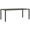 vidaXL Garden Table Black Poly Rattan, Powder-Coated Steel, Tempered Glass - 2 of 2