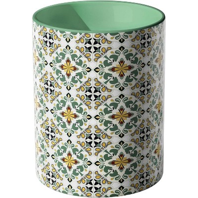 Ceramic Kitchen Utensil Holder for Countertop, Embossed Pattern Crock with Kiln-Fired Finish