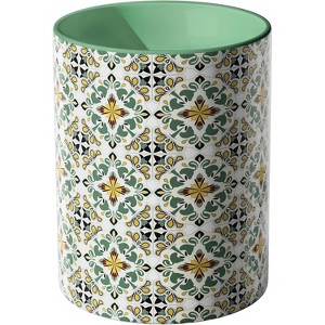 Ceramic Kitchen Utensil Holder for Countertop, Embossed Pattern Crock with Kiln-Fired Finish - 1 of 4