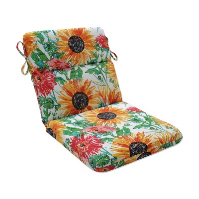 Outdoor/Indoor Rounded Chair Pad Sunflowers Sunburst Yellow - Pillow Perfect