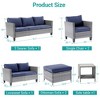 Sonkuki 7 Pieces PE Rattan Furniture Set with Side Table, Patio Chair with Cushion, Ottomans for Lawn, Light Gray - 3 of 4