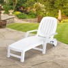 Tangkula Patio Lounge Chair Chaise Recliner Adjustable Backrest All Weather for Outdoor&Indoor Wheels White - 3 of 4