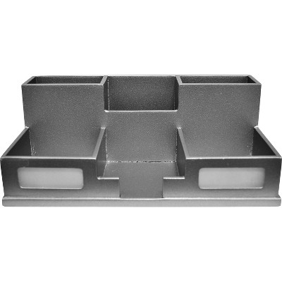 Victor Technology Wood Desk Organizer with Smart Phone Holder Classic Silver 5.5" x 10.4" x 3.5"