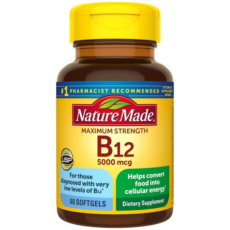 Nature Made Maximum Strength Vitamin B12 5000 mcg Softgels - 60ct, 1 of 10