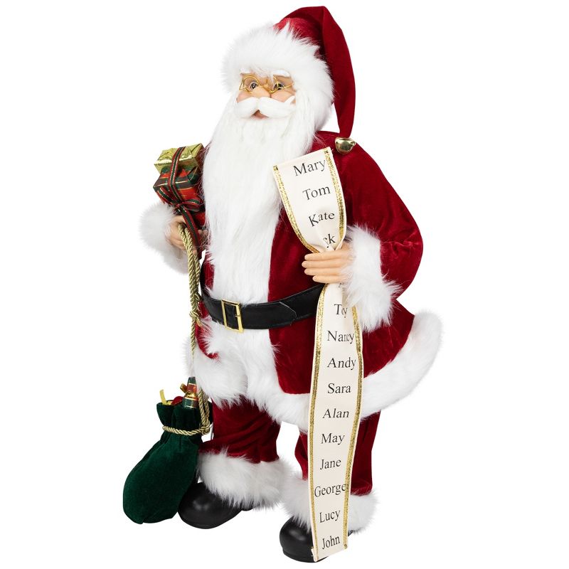Northlight 24" Red and White Traditional Standing Santa Claus Christmas Figure with Name List, 3 of 6