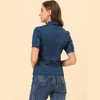 Allegra K Women's Elegant Spread Collar Puff Short Sleeve Button Front Shirt - 3 of 4