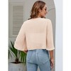 Womens Mesh Cardigan Open Front Batswing Sleeve Shrugs Lightweight Semi-Sheer Floral Cardigan - 3 of 4