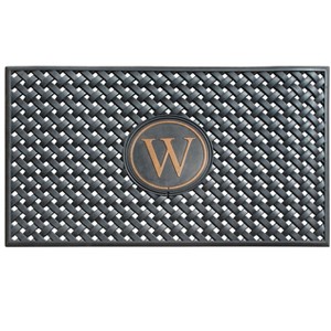 A1HC Natural Rubber Large Monogrammed Door Mat 24" x 39" Scrapes Shoes Clean of Dirt & Grime Doormat - 1 of 4