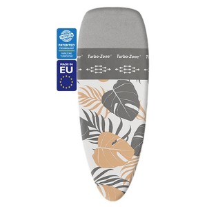 Bartnelli Cotton 51"x19" Ironing Board Cover, Scorch-Resistant, Park & Turbo Zone, Beige Leaves - 1 of 4