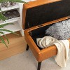 Kumasinova 43.3" PU Leather/Linen Storage Ottoman Bench with Soild Wood Legs,Storage Bench with Safety Hinge,Entryway Bench for Bedroom,Living Room - 3 of 4