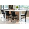Okak Contemporary Velvet Bar Stools Set of 2 with Button Tufting & Chrome Nailhead Trim, Upholstered Stools Wood Legs for Kitchen Island - 4 of 4