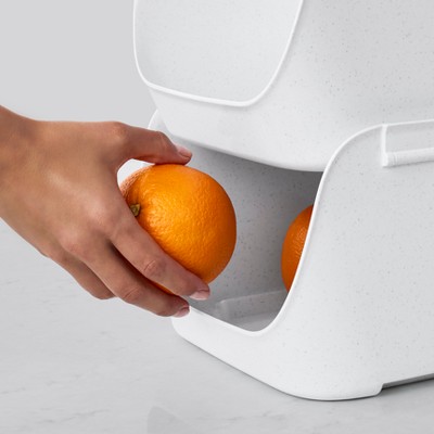 Speckled White Recycled Plastic Stacking Pantry Bins, 2-Pack