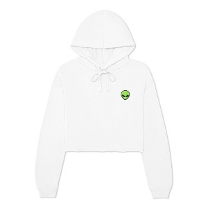 Dalix Alien Embroidered Fleece Cropped Hoodie Cold Fall Winter Women - 1 of 4