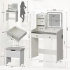 Vanity Desk with Mirror , Small Makeup Vanities Set with 2 Drawers, Vanity for Girls Women with Storage Stool Bedroom - 3 of 4