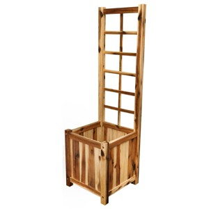 14" Wide Square Planter Acacia Trellis - Classic Home and Garden: Durable Outdoor Garden Pot, Easy 5-Minute Assembly - 1 of 4