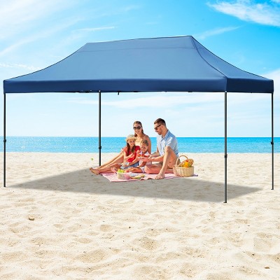 10x15 Heavy-Duty Pop-Up Canopy with UV50+ Waterproof Oxford Fabric, Adjustable Height, Detachable Sidewalls & Wheeled Carry Bag-Coolbibila