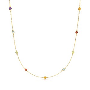 Pure Collection by Ross-Simons 0.80 ct. t.w. Multi-Gemstone Station Necklace in 14kt Yellow Gold - 1 of 4