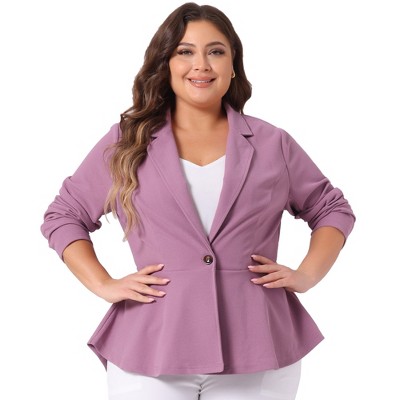 Agnes Orinda Women's Plus Size High-Low Peplum Button Work Elegant Blazers