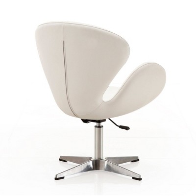 Retro Chic White Faux Leather Swivel Accent Chair
