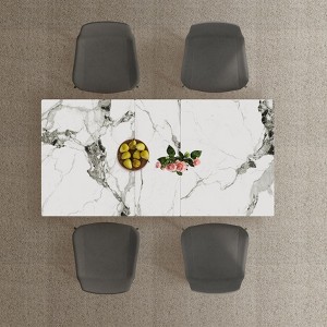 KWPZQEB Rectangle Extendable Dining Table from 47 to 59", Kitchen Table with Sintered Stone Top & Steel X-Base, Modern Luxury Dining Room Table Set - 1 of 4