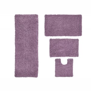 Fantasia Bath Rug Collection Cotton Shaggy Pattern Tufted Set of 4 Bath Rug Set - Home Weavers - 1 of 3