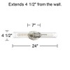 Possini Euro Design Abron Modern Wall Light Brushed Nickel Hardwire 24" 2-Light LED Fixture Clear Glass Shade for Bedroom Bathroom Vanity Living Room - 4 of 4