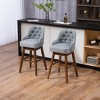 Bar Stools Counter Height Chairs Set Of 2 ,Kitchen Chairs 360 Degree Swivel Wood Legs,Dining Chairs Linen Fabric With Footrest-Cuddlewood - 3 of 4