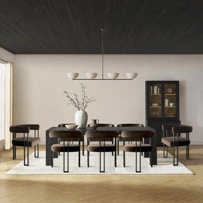Set of 8 Modern Velvet Dining Chairs, Upholstered Armchairs with Metal Legs, Contemporary Accent Chairs for Dining Room & Kitchen-Maison Boucle