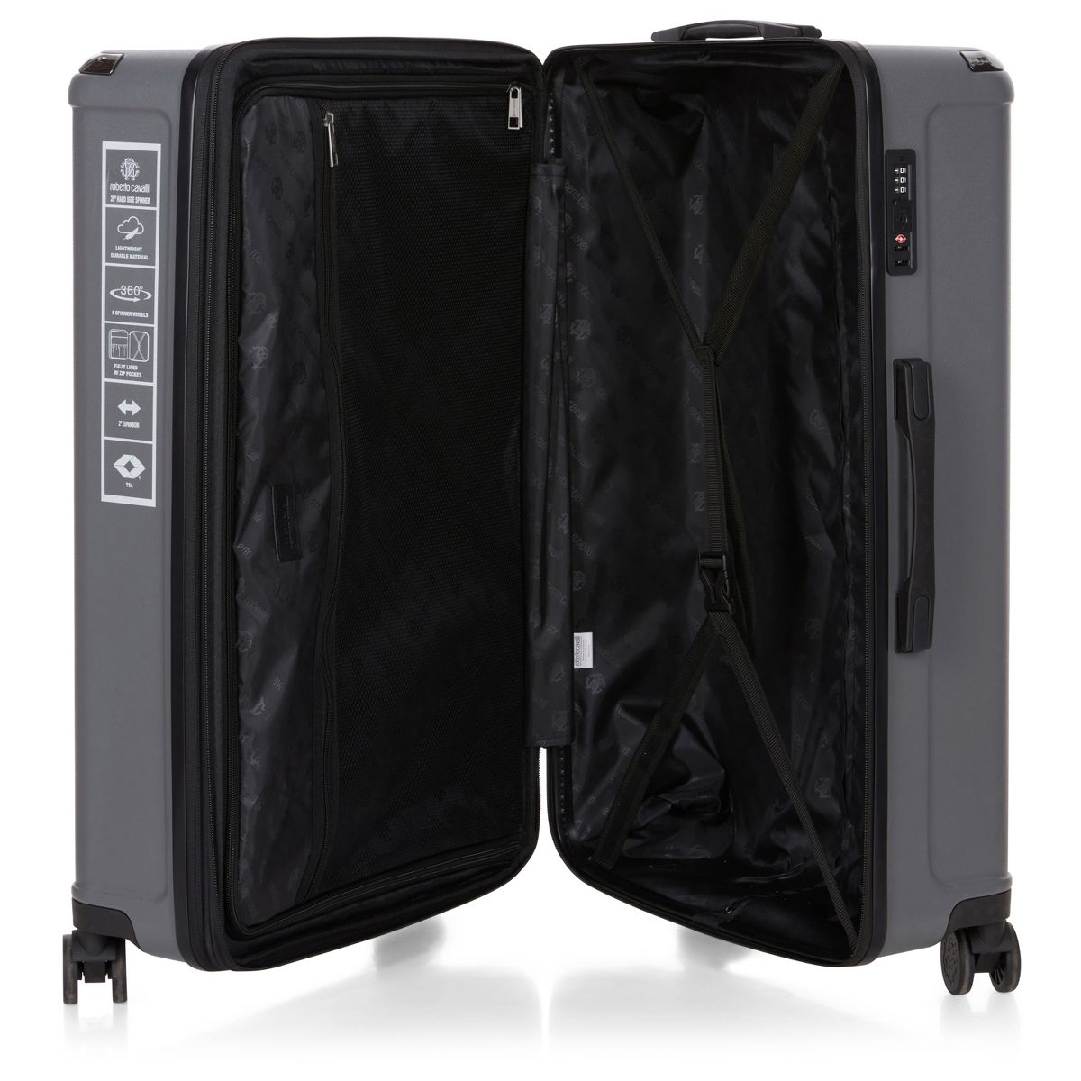 ROBERTO CAVALLI YUMA Luxury 3 Piece Luggage Set, Expandable Hard Shell Suitcases with 8 Spinner Wheels, Combination Lock Large Suitcase Set - thumbnail 8