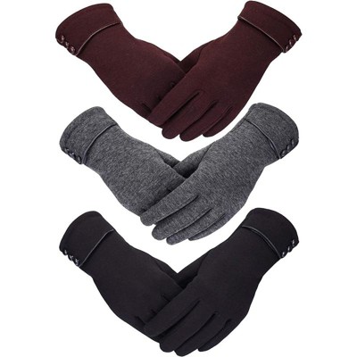 Zuppad 3 Pairs Womens Gloves Winter Touchscreen Texting Phone Windproof Gloves Warm Fleece Lined Cold Weather