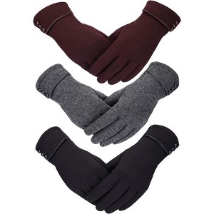 Zuppad 3 Pairs Womens Gloves Winter Touchscreen Texting Phone Windproof Gloves Warm Fleece Lined Cold Weather - 1 of 4
