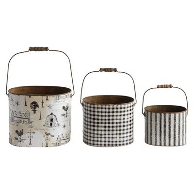 Tin Buckets 9" x 11" Black/Red/White - 3R Studios