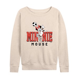 Women's - Disney - Minnie Name Soccer Lightweight French Terry Wide Neck Long Sleeve Shirt - 1 of 4