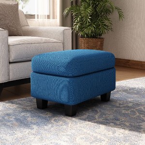 CAVINAS Plush Upholstered Ottoman Bench, Ottoman Foot Rest, Bedroom End Bench, Entryway Padded Footstool with Birch Wood Legs - 1 of 4