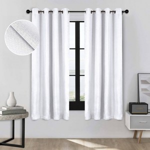 Classic Linen Design Room Darkening Semi-Blackout Curtains, Set of 2 by Blue Nile Mills - 1 of 4