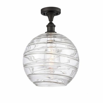 Athens Deco Swirl - 1 Light Semi-Flush Mount In Industrial Style-15 Inches Tall and 10 Inches Wide