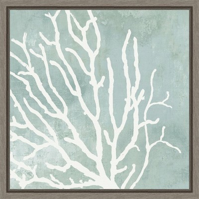 Sea Crown I Coral Print on Canvas with Gray Frame
