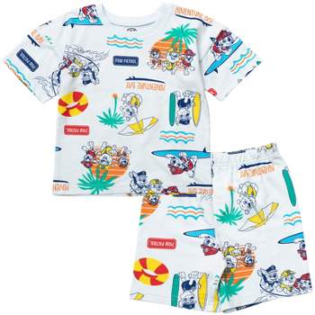 Paw Patrol Rubble Marshall Chase French Terry T-Shirt and Shorts Outfit Set Toddler 