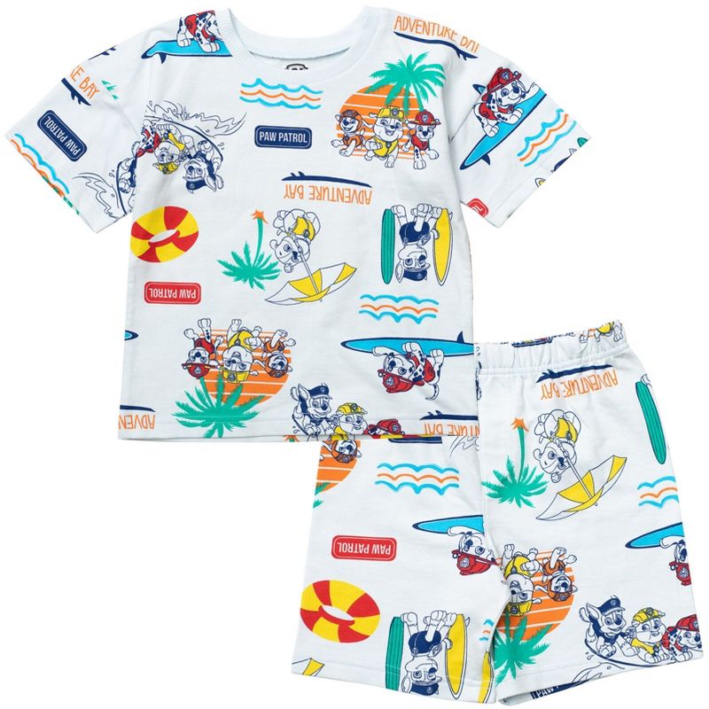 Paw Patrol Rubble Marshall Chase French Terry T-Shirt and Shorts Outfit Set Little Kid , 1 of 7