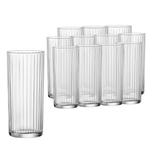 Bormioli Rocco Exclusiva Tom Collins Glasses - Set of 12, Laser Cut Thin Rim, Secure Edge Thermal Strong Rims - 16oz Star Glass Tumblers - 1 of 4