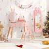 Costway Kids Vanity Set Princess Makeup Dressing Table and Chair Set with Jewelry Armoire White/Pink - 2 of 4