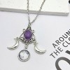 Gothic Moon Crystal Necklace - Black Crescent Pendant with Red & Purple Accents, Vintage Punk Jewelry - 4 of 4