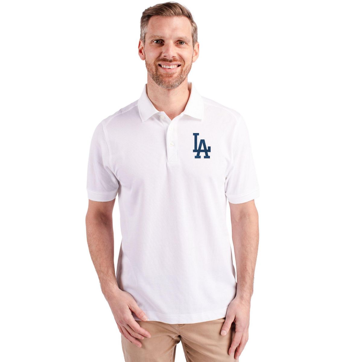 Los Angeles Dodgers Cutter & Buck Advantage Eco Tri-Blend Pique Mens Big and Tall Polo - thumbnail 2